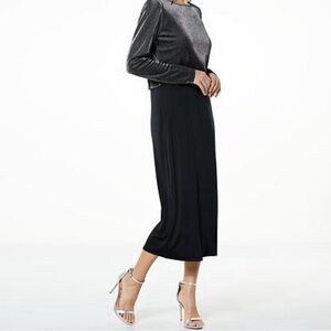 Sale! New Iman Global Chic Black Knit Dress with Separate Sweater 2 Piece Set